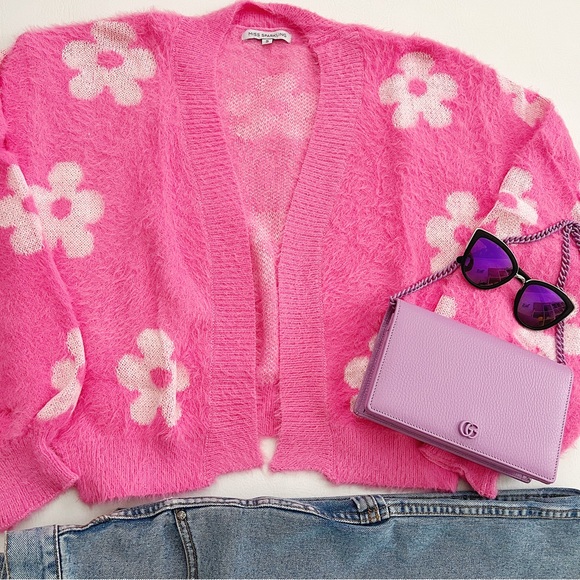 Charm City Boutique Sweaters - Barbiecore Groovy Flower Cardigan